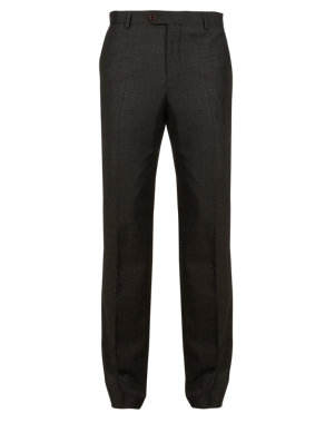 Tailored Fit Pure Wool Flat Front Trousers Image 2 of 3