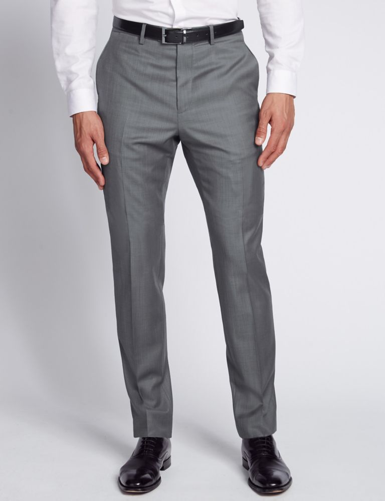 Tailored Fit Pure Wool Flat Front Trousers 1 of 3