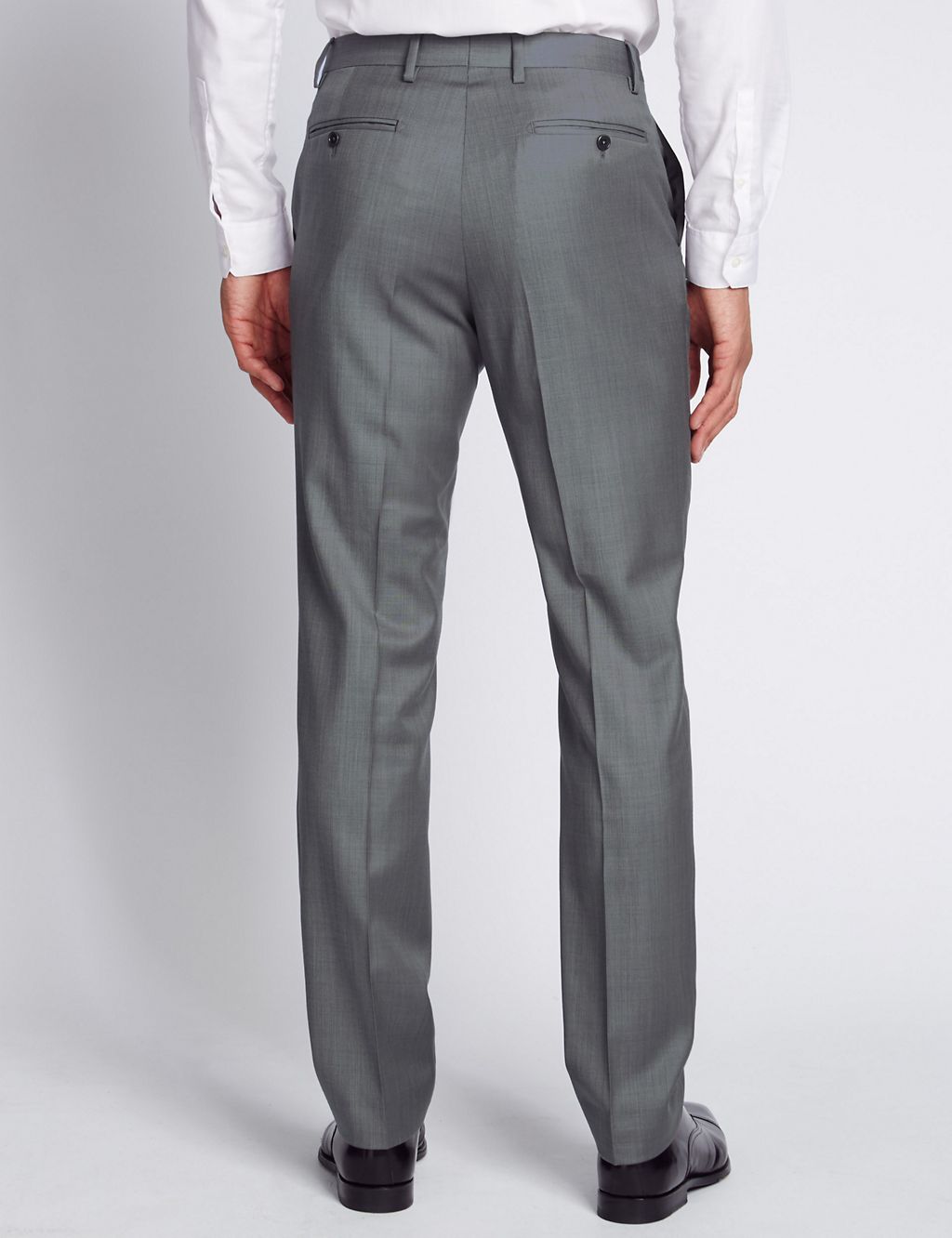 Tailored Fit Pure Wool Flat Front Trousers 2 of 3