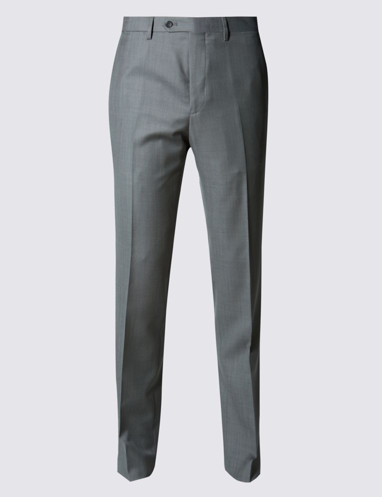 Tailored Fit Pure Wool Flat Front Trousers 2 of 3