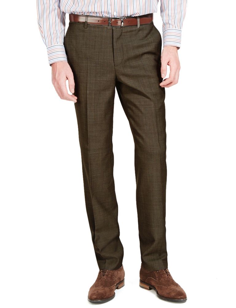 Tailored Fit Pure Wool Flat Front Trousers 1 of 3