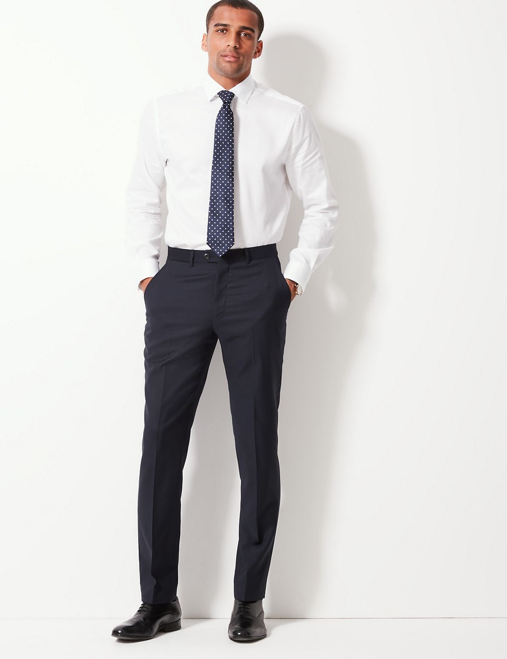 Tailored Fit Pure Wool Textured Trousers 2 of 5