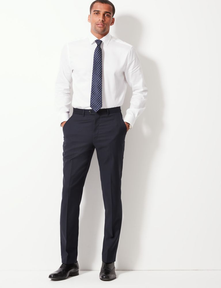 Tailored Fit Pure Wool Textured Trousers 3 of 5