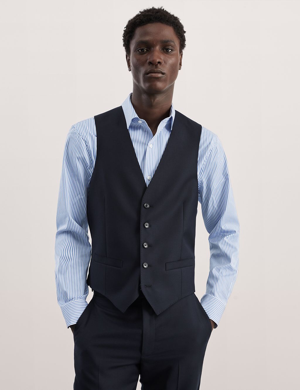 Tailored Fit Pure Wool Twill Waistcoat 2 of 9