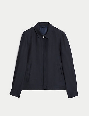 Tailored Fit Silk Linen Blend Harrington Jacket Image 2 of 8