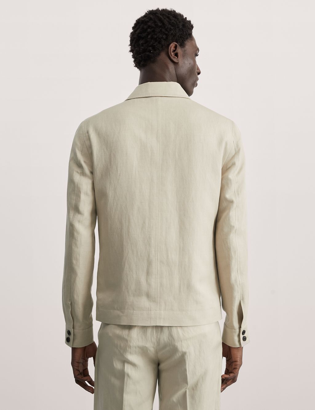 Tailored Fit Silk Linen Blend Harrington Jacket 4 of 8