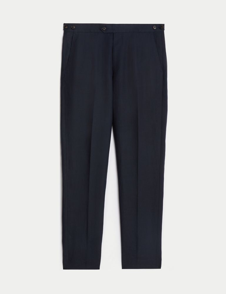 Tailored Fit Silk Linen Blend Trousers 3 of 8