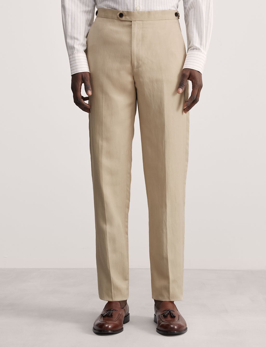 Tailored Fit Silk Linen Blend Trousers 2 of 9