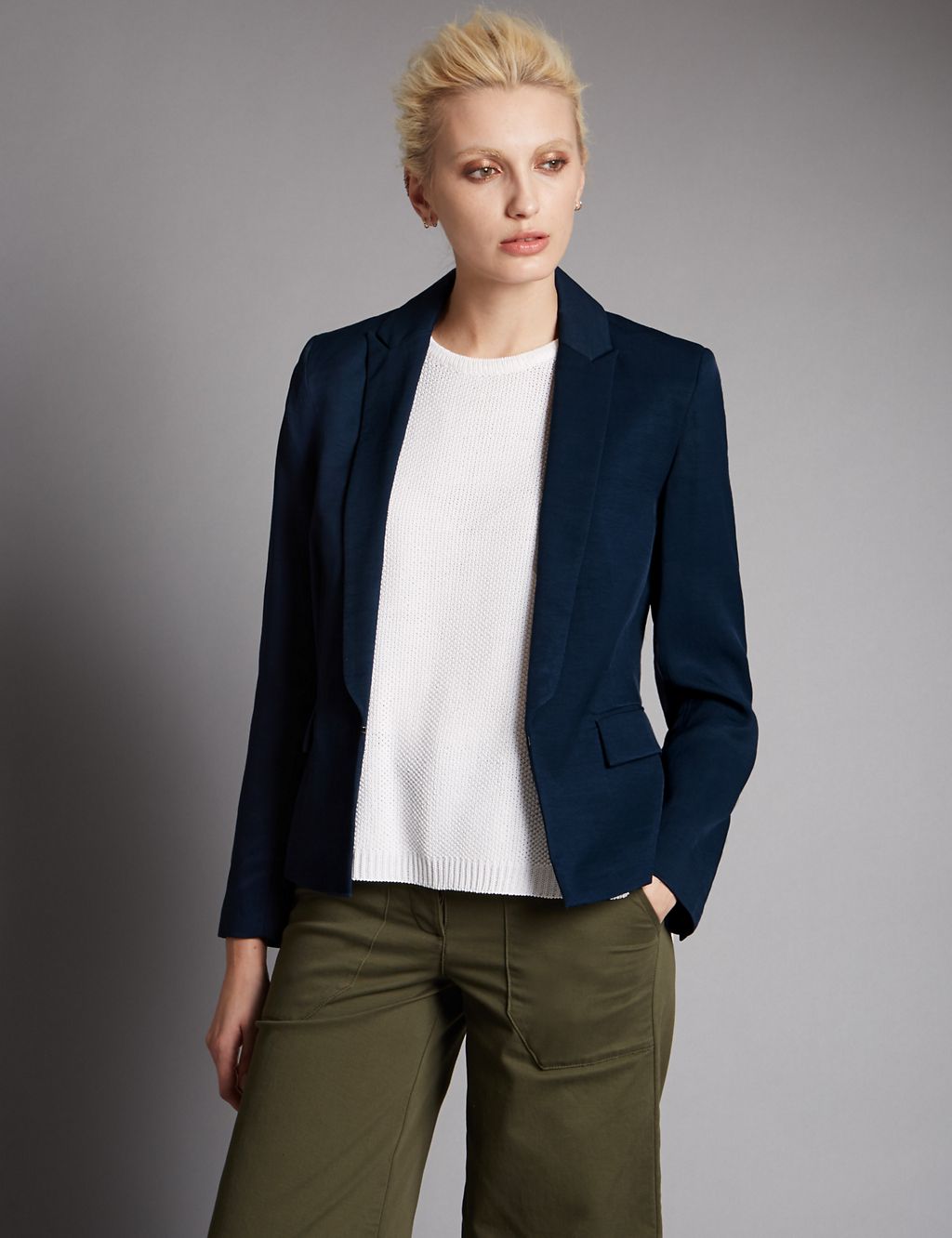 Tailored Fit Slim Collared Jacket with Linen 3 of 4