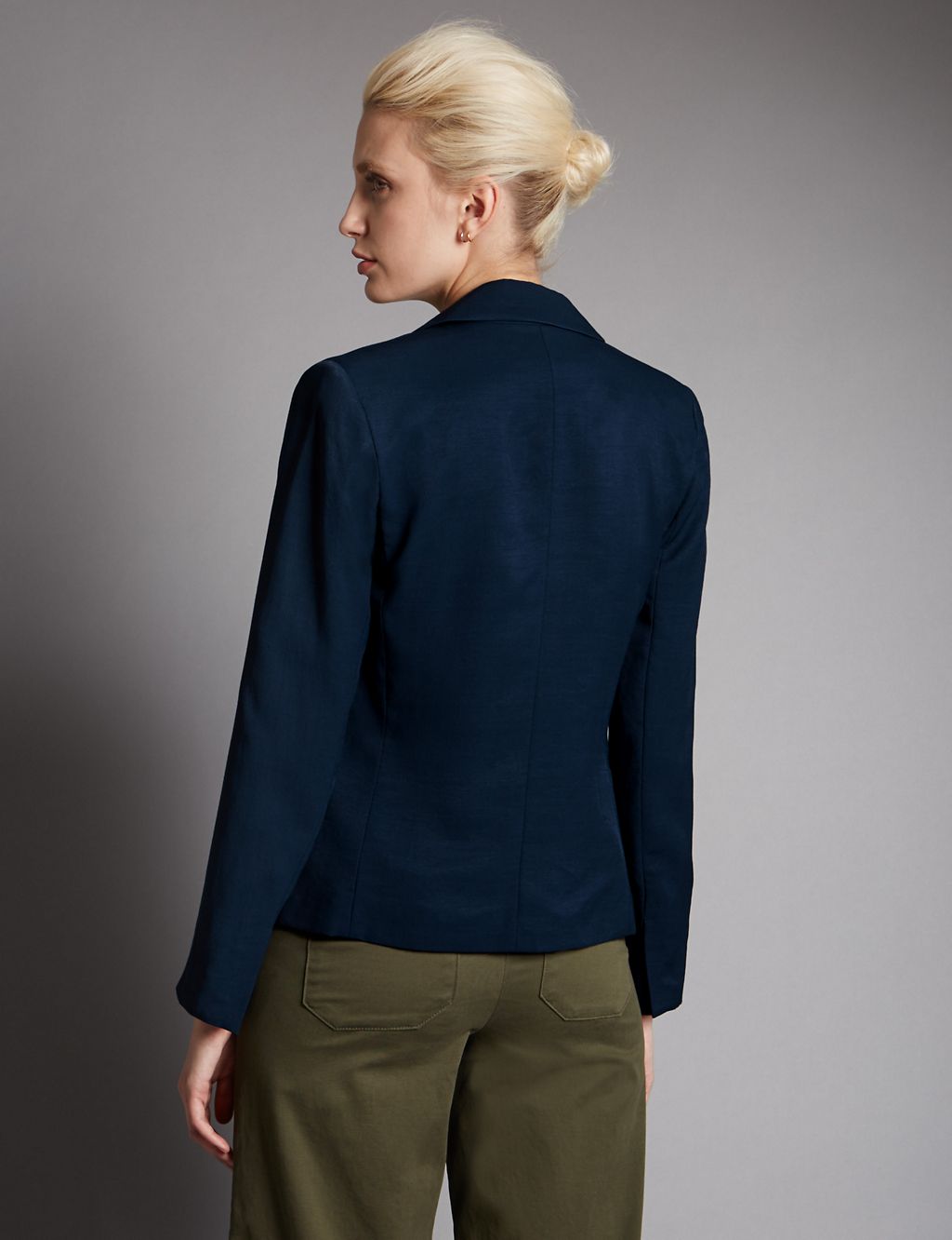 Tailored Fit Slim Collared Jacket with Linen 2 of 4