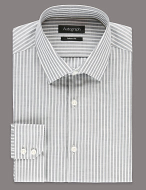 Tailored Fit Striped Shirt with Linen Image 2 of 6