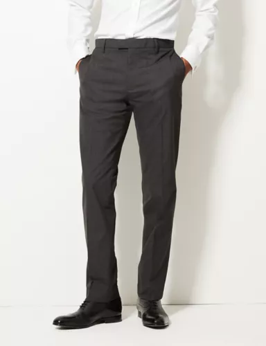 Tailored Fit Textured Flat Front Trousers 3 of 5
