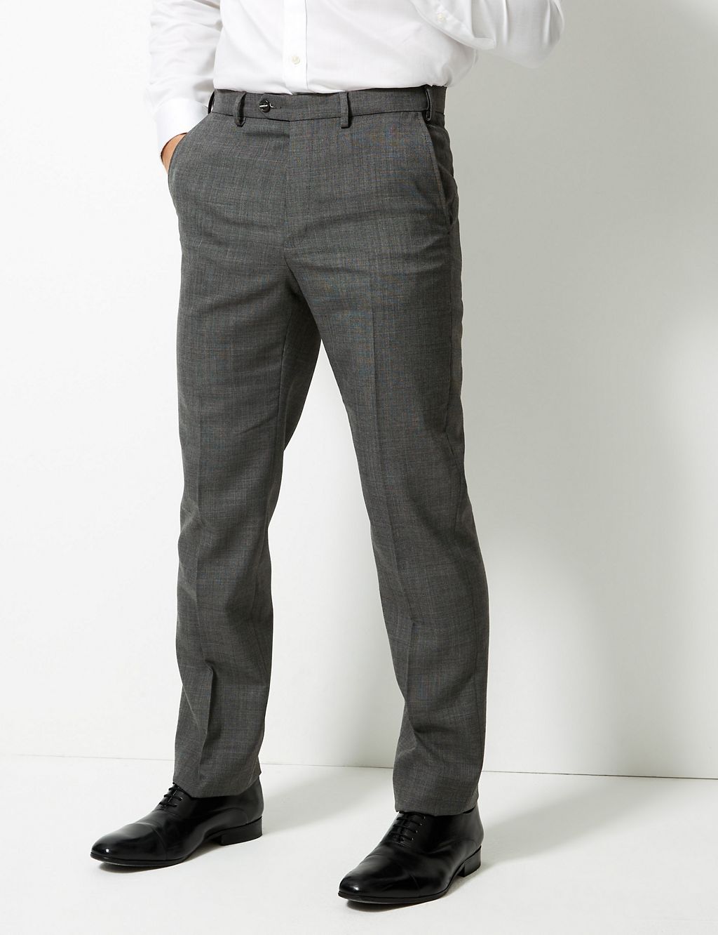 Tailored Fit Wool Blend Flat Front Trousers 2 of 4