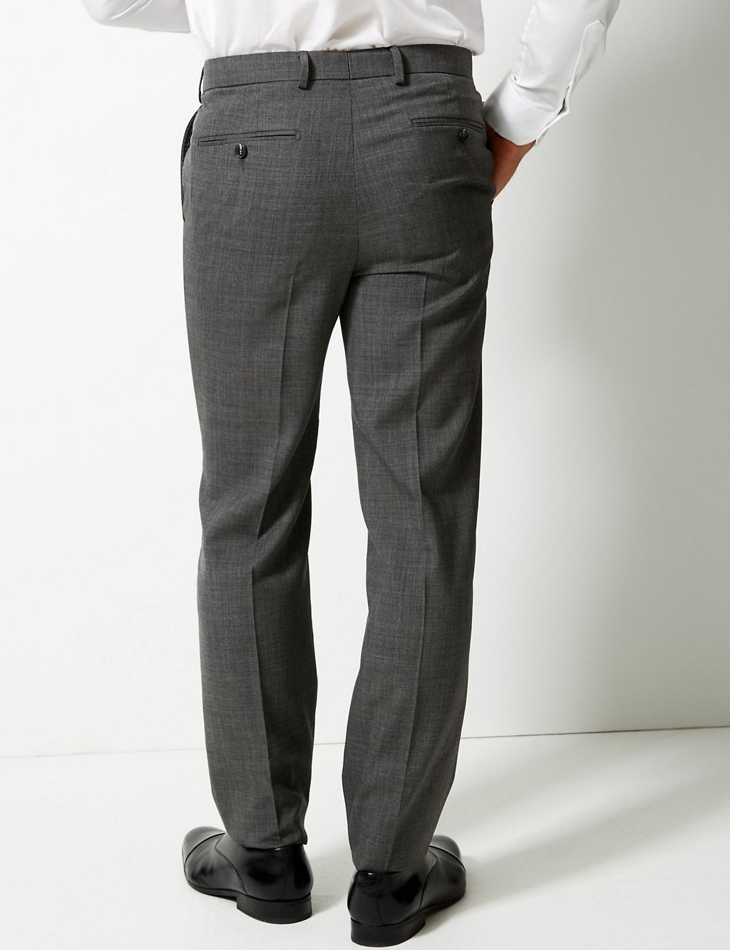 Tailored Fit Wool Blend Flat Front Trousers 4 of 4