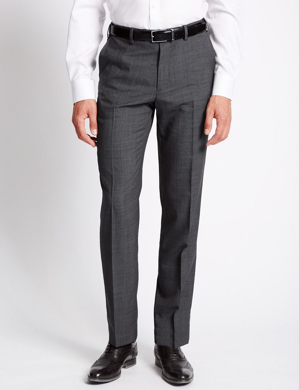 Tailored Fit Wool Blend Flat Front Trousers 3 of 3