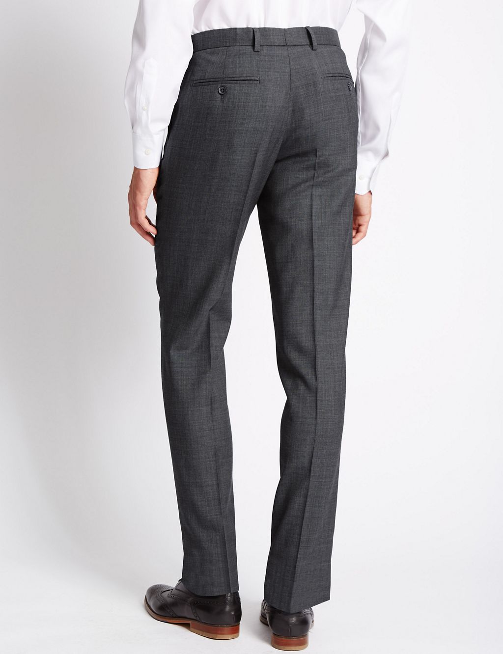 Tailored Fit Wool Blend Flat Front Trousers 2 of 3