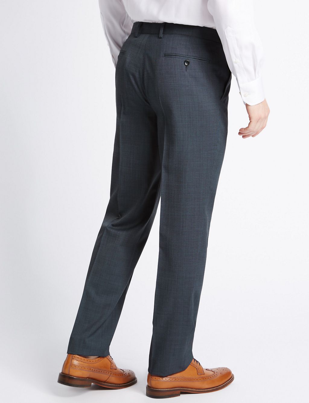 Tailored Fit Wool Blend Flat Front Trousers 2 of 4