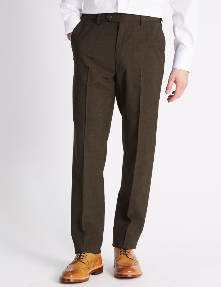 Tailored Fit Wool Blend Flat Front Trousers 1 of 5