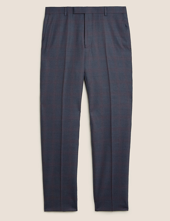 Tailored Fit Wool Rich Check Trousers  Image 1 of 1