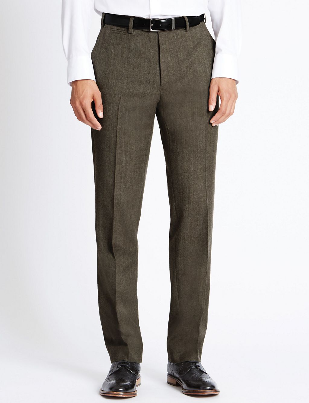 Tailored Fit Wool Rich Flat Front Trousers 3 of 4