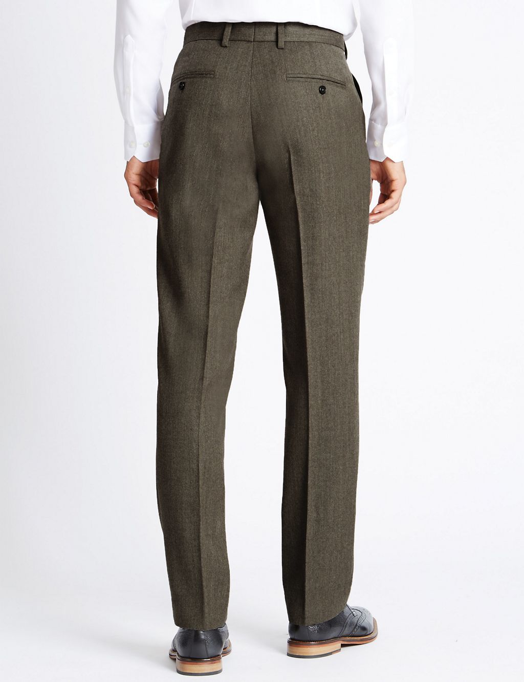 Tailored Fit Wool Rich Flat Front Trousers 2 of 4