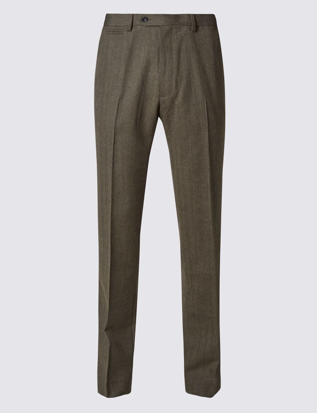 Tailored Fit Wool Rich Flat Front Trousers 1 of 4