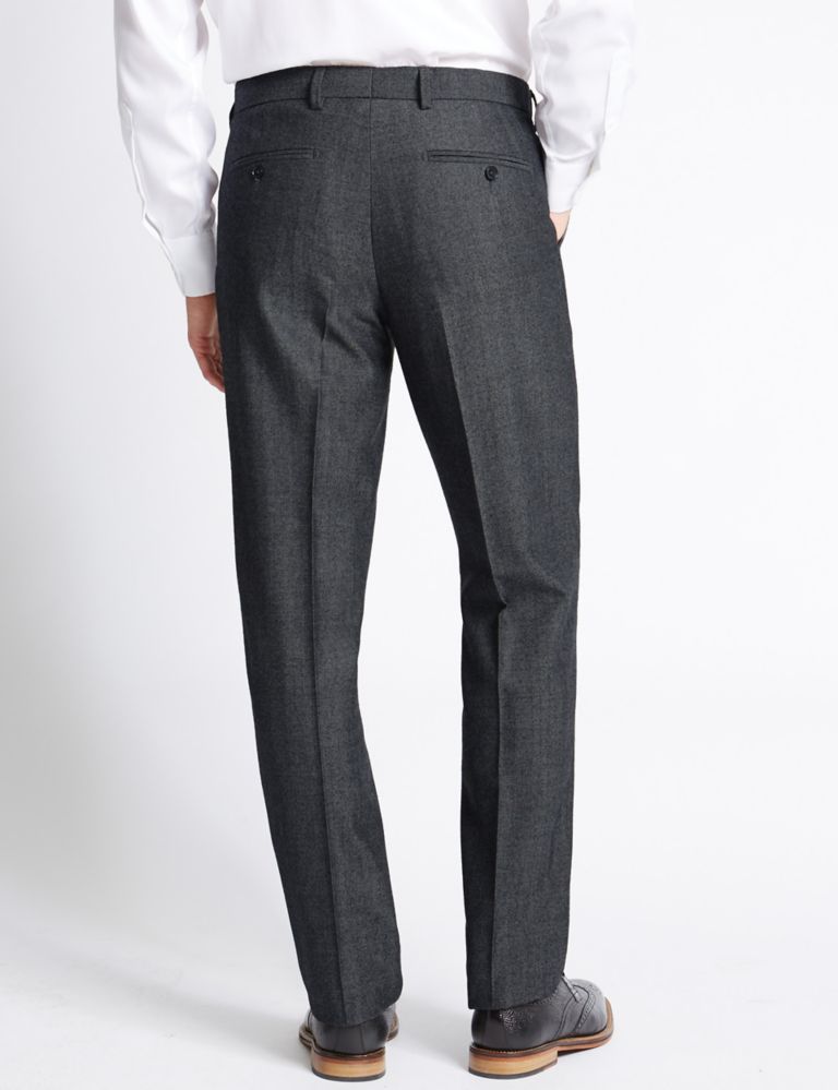 Tailored Fit Wool Rich Flat Front Trousers 3 of 4
