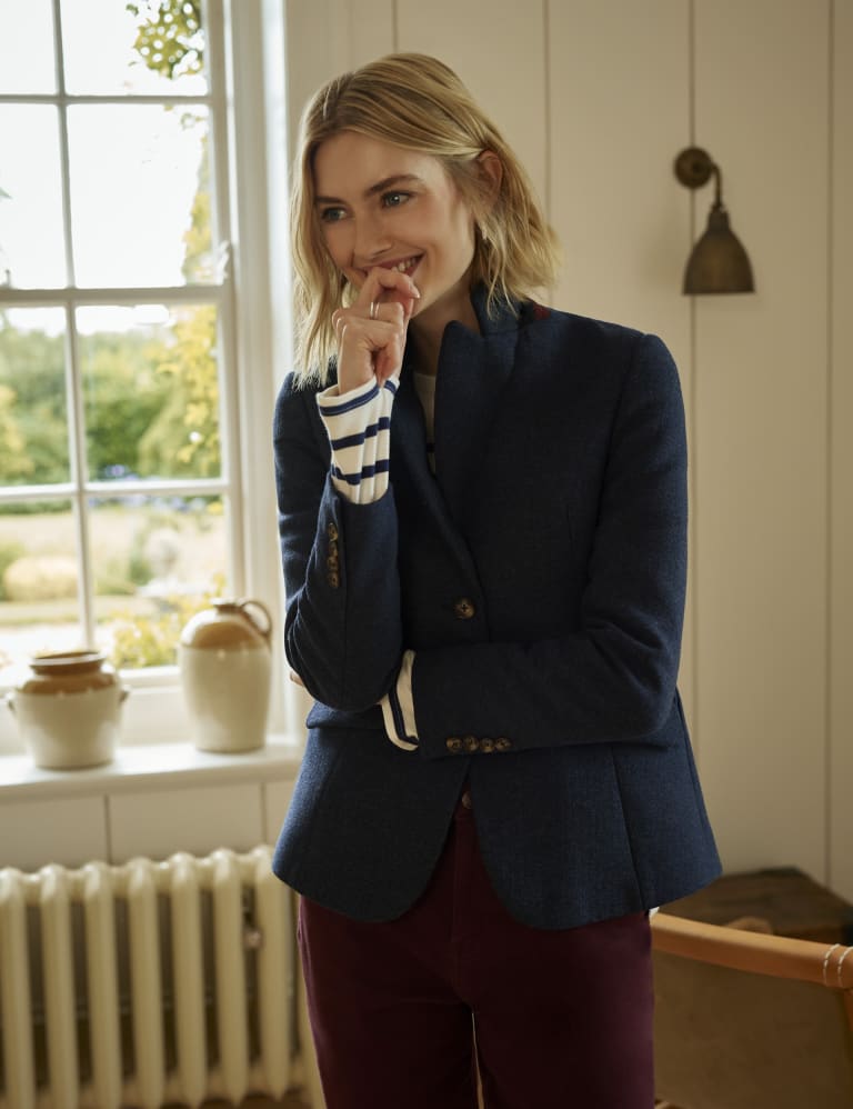 Herringbone blazer top womens
