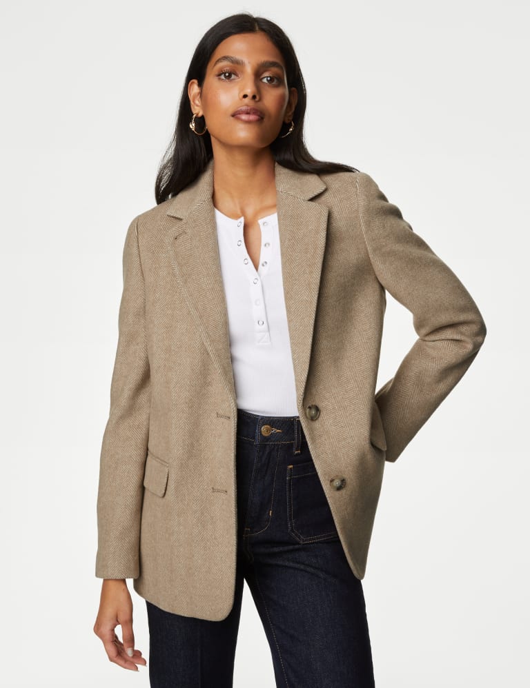 Tailored Herringbone Blazer