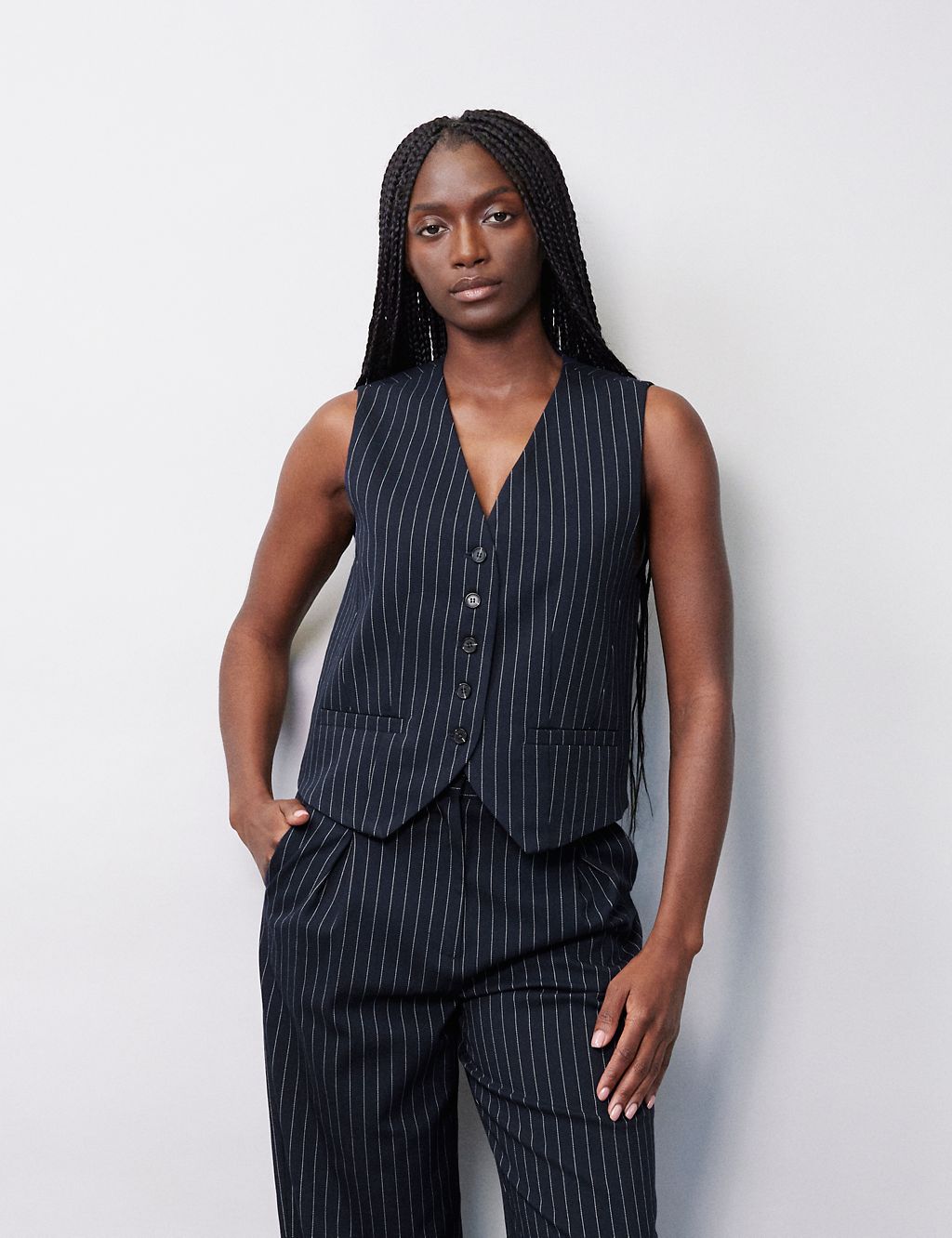 Tailored Pinstripe Single Breasted Waistcoat 3 of 5