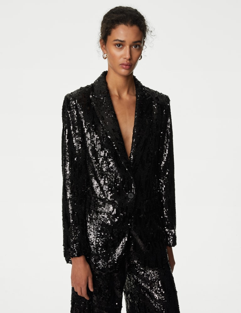 Tailored Sequin Single Breasted Blazer | M&S Collection | M&S