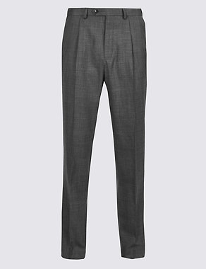Tailored Wool Blend Single Pleated Trousers Image 2 of 5