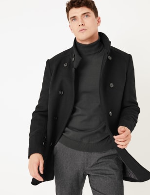 Men's wool clearance coat double breasted