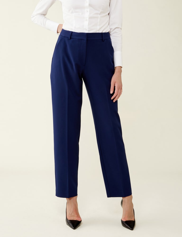 Ankle grazer cheap navy trousers