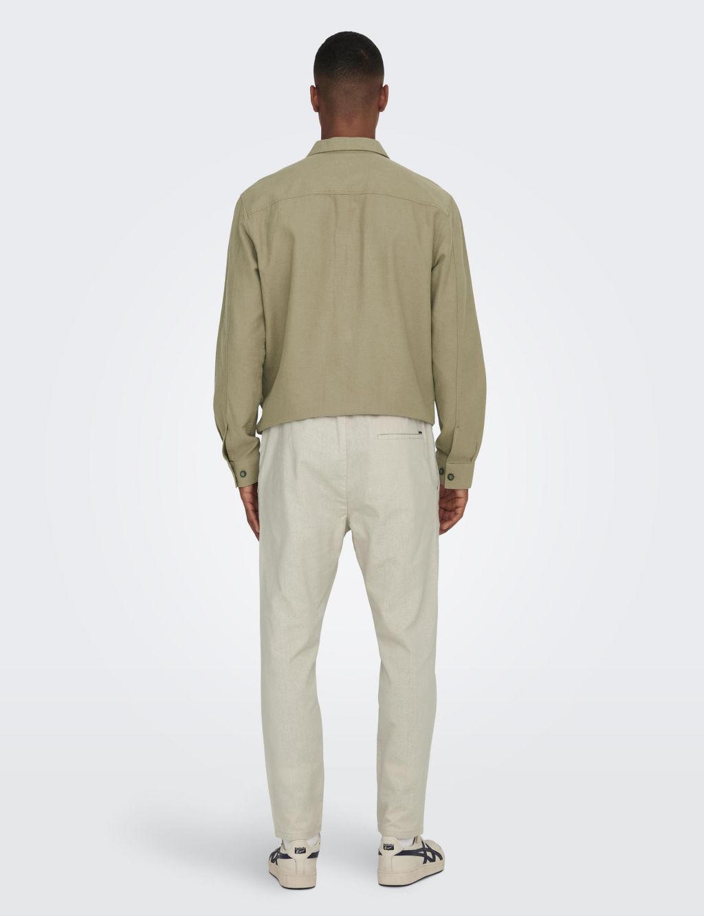 Tapered Fit Cotton Rich Trousers with Linen 6 of 7