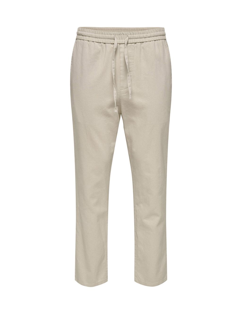 Tapered Fit Cotton Rich Trousers with Linen 1 of 7