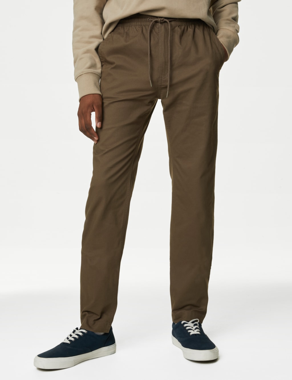 Mens elasticated 2024 waist trousers