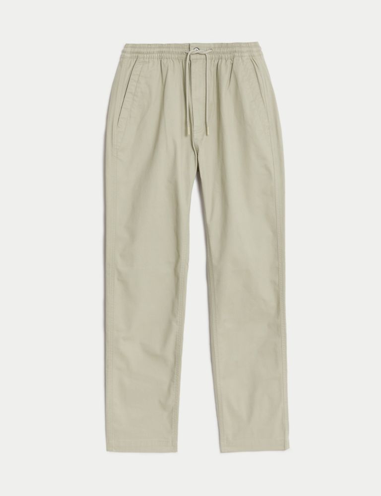 Tapered Fit Elasticated Waist Stretch Trousers | M&S Collection | M&S
