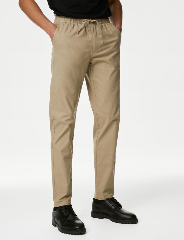 Tapered Fit Elasticated Waist Trousers 1 of 6