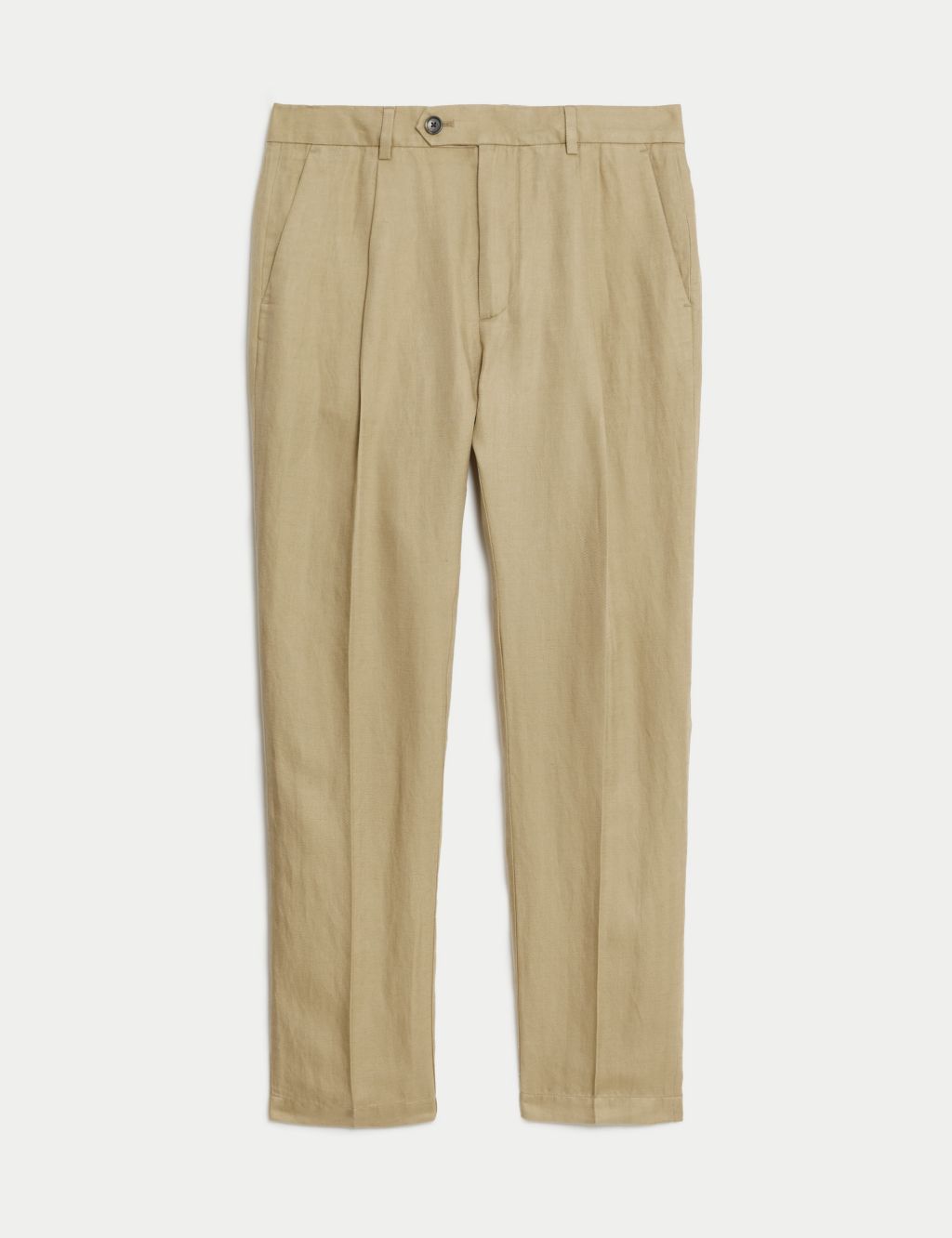 Tapered Fit Linen Blend Single Pleat Trousers 1 of 7