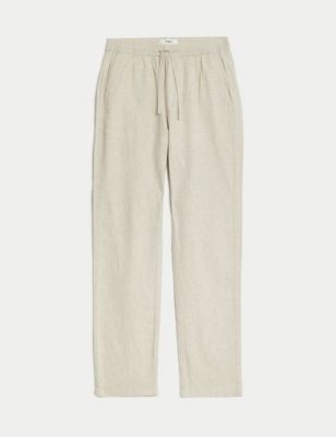Tapered Fit Linen Blend Trousers Image 2 of 8