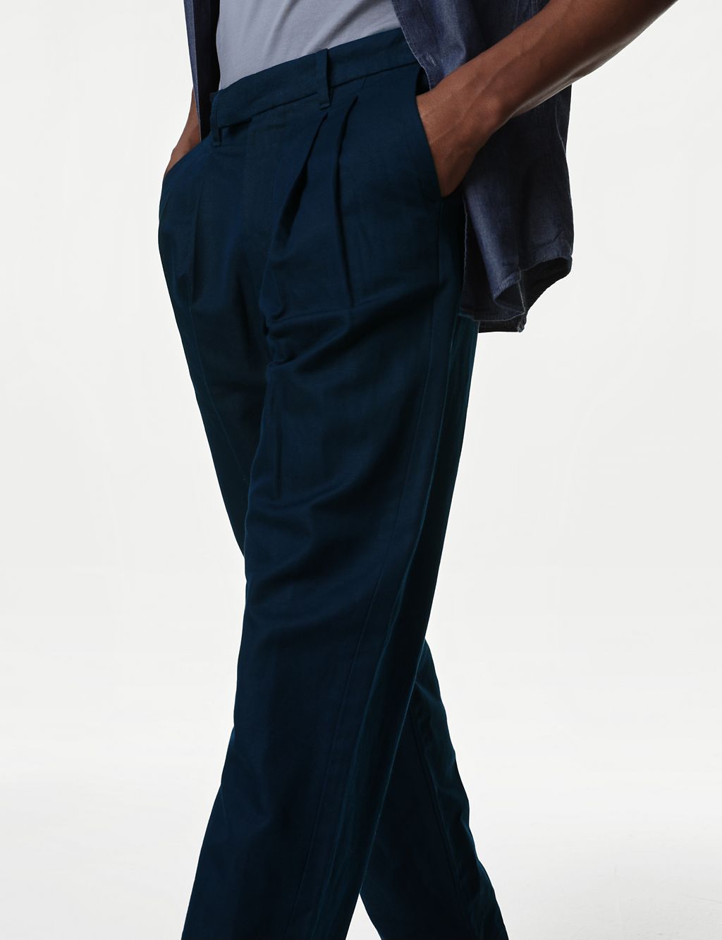 Tapered Fit Linen Blend Trousers 5 of 6