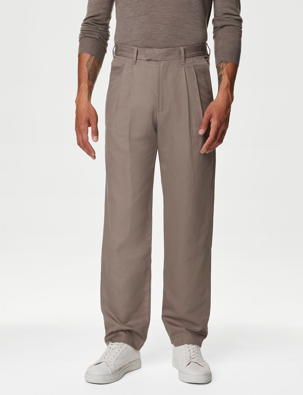 Tapered Fit Linen Blend Trousers 6 of 7