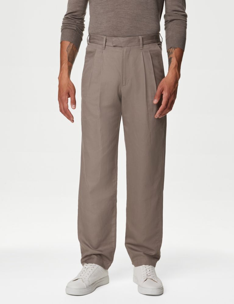 Tapered Fit Linen Blend Trousers 4 of 7