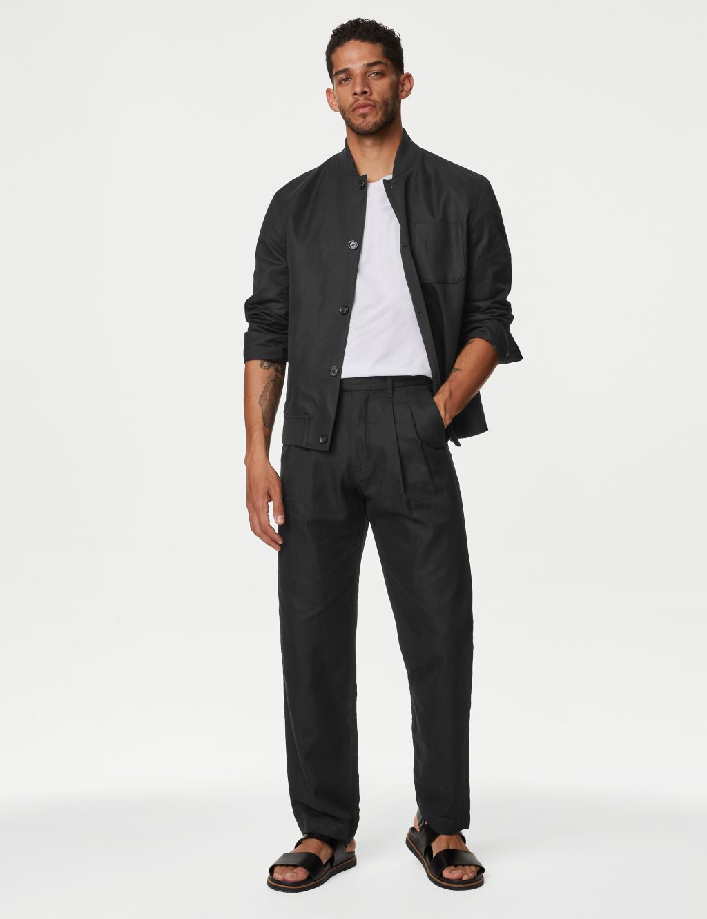 Tapered Fit Linen Blend Trousers 3 of 6