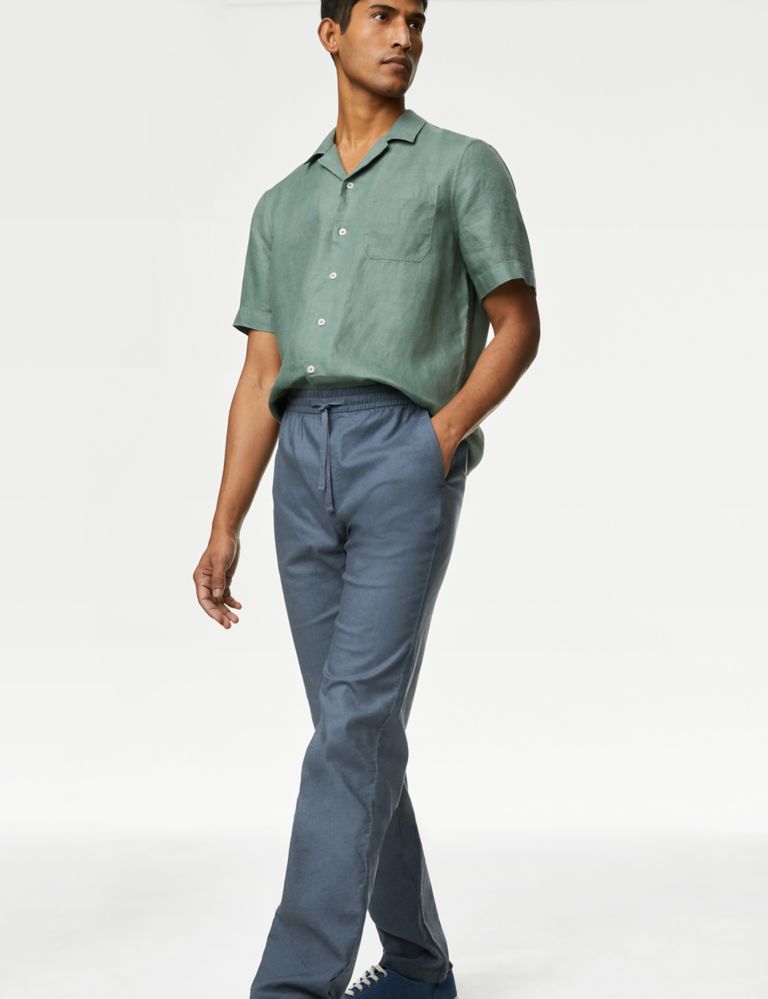 Tapered Fit Linen Blend Trousers 5 of 6