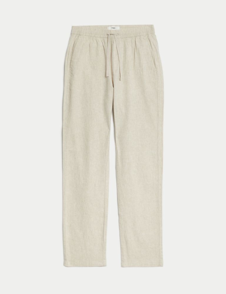Tapered Fit Linen Blend Trousers 2 of 6