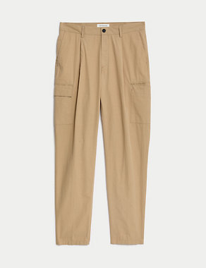 Tapered Fit Pure Cotton Cargo Trousers Image 2 of 7