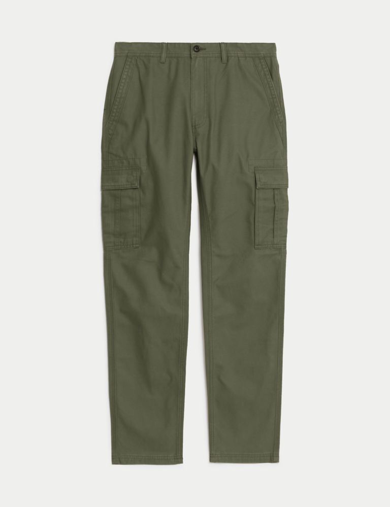 Tapered Fit Pure Cotton Cargo Trousers 2 of 5