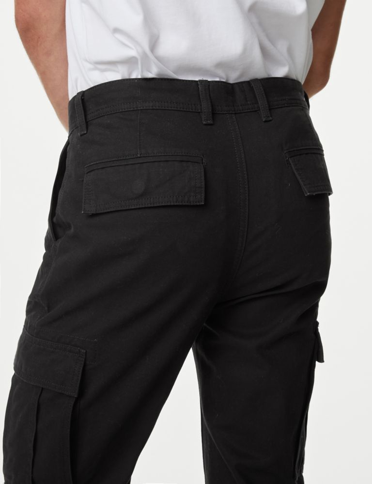 Tapered Fit Pure Cotton Cargo Trousers 4 of 5